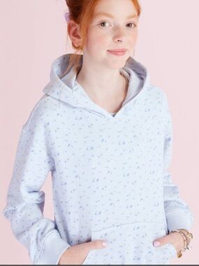 NWT Girls' Sophia Everblooming Rosettes Ditsy French Terry Hooded Sweatshirt XXL